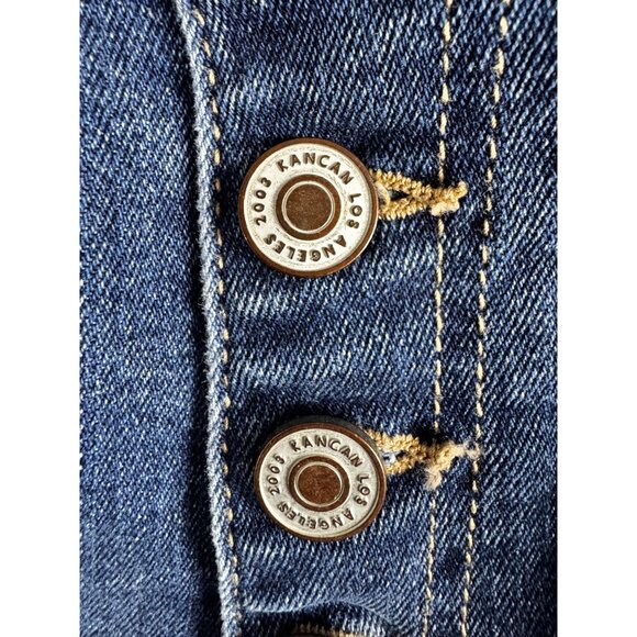 KanCan Womens Button-Fly Jeans High-Rise Distressed Hem Size 15/31 Blue - Picture 8 of 13